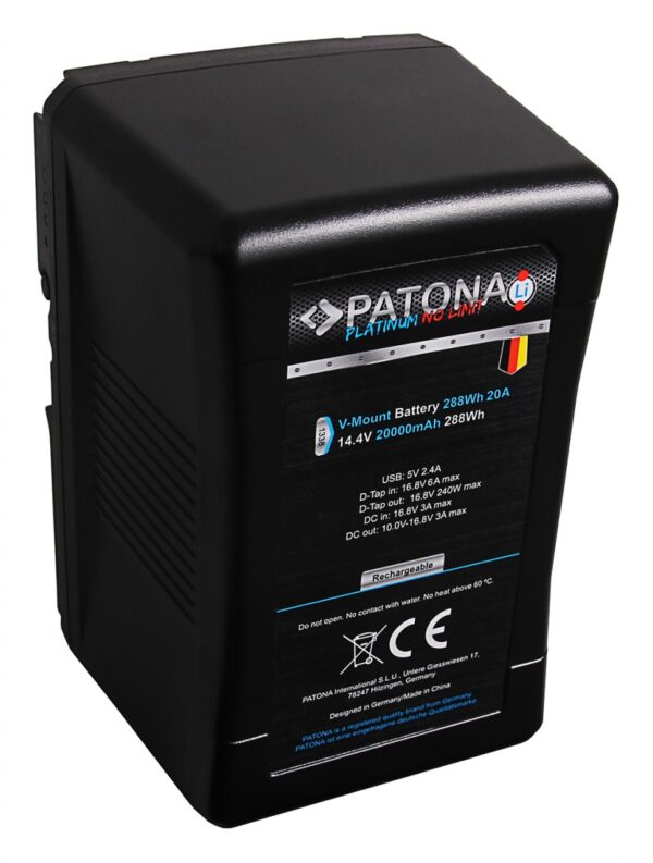 Premium Platinum Battery V-Mount 30A 288Wh with Tesla-cells Sony BP-290W DSR 250P 600P 650P 652P